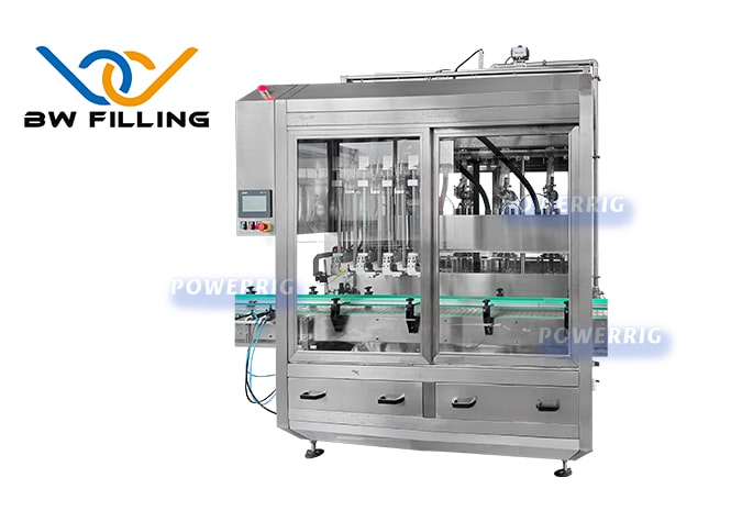 4 heads servo dive tracking linear bottle filling machine